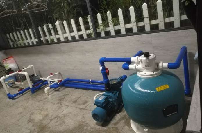 海口美視別墅B3棟魚(yú)池過(guò)濾設(shè)備安裝工程